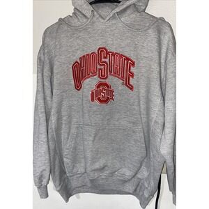 Vintage Ohio State Buckeyes NCAA Hoodie Sweatshirt Large L Mens Gray and Red 90s